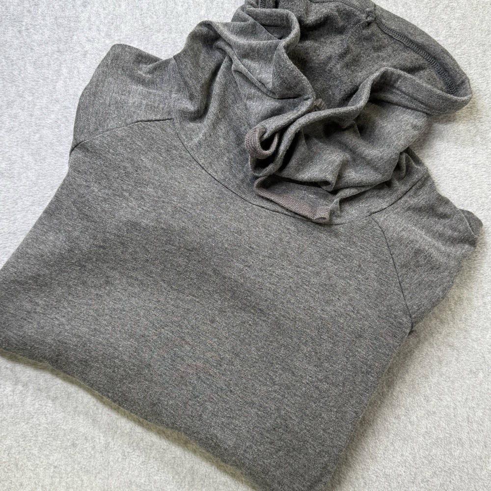 Athleta Uptempo Hoodie Womens Medium Gray Cowl Neck Long Sleeve Kangaroo Pocket - Picture 1 of 7